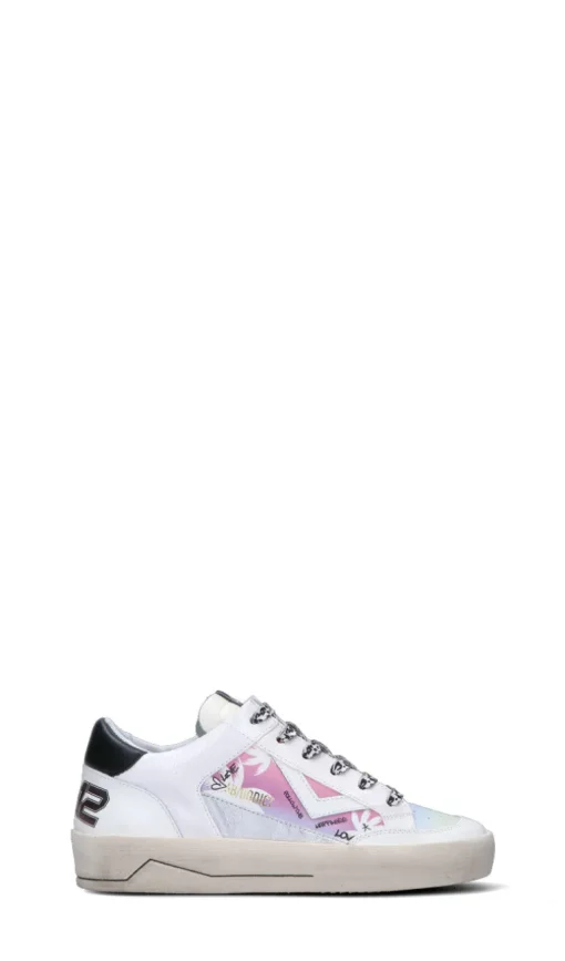 QUATTROBARRADODICI Sneaker donna bianca/rosa/nera in pelle