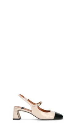 ANGEL ALARCON Decollete donna panna in pelle verniciata