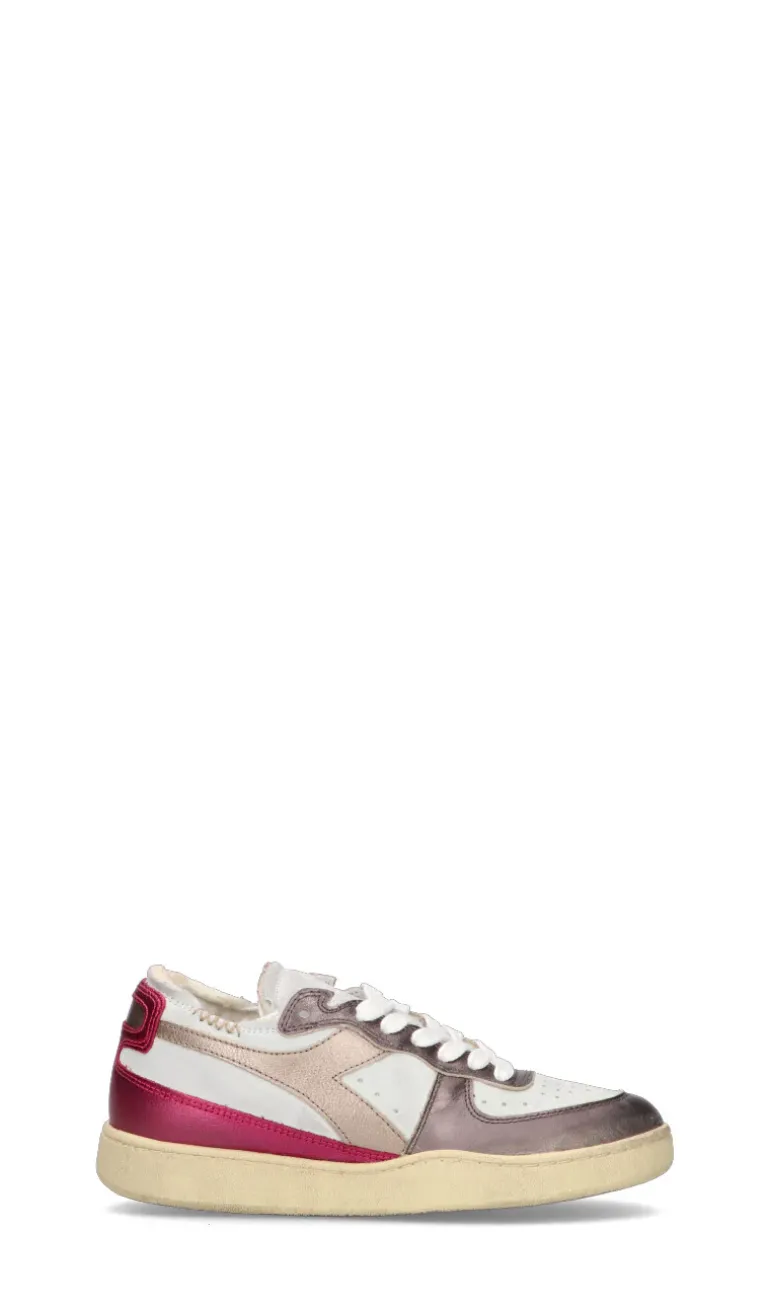DIADORA HERITAGE - MI BASKET ROW CUT METAL PIGSKIN USED WN Sneaker donna bianca/rosa in pelle