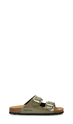 GRUNLAND Ciabatta donna verde in pelle