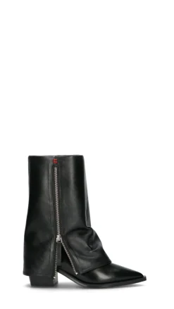 HALMANERA Tronchetto donna nero in pelle