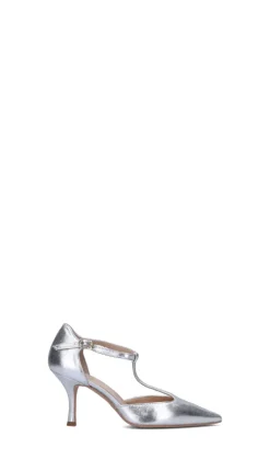 REBECCA VAN DIK Decollete donna argento in pelle