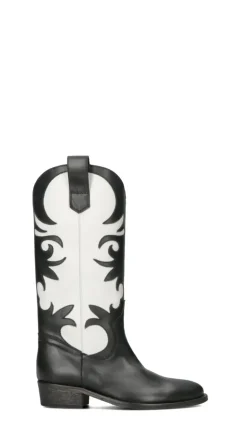 VIA ROMA 15 Stivale texano donna nero in pelle